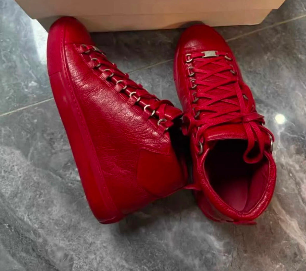 Balenciaga Arena High-Top Red Sneakers