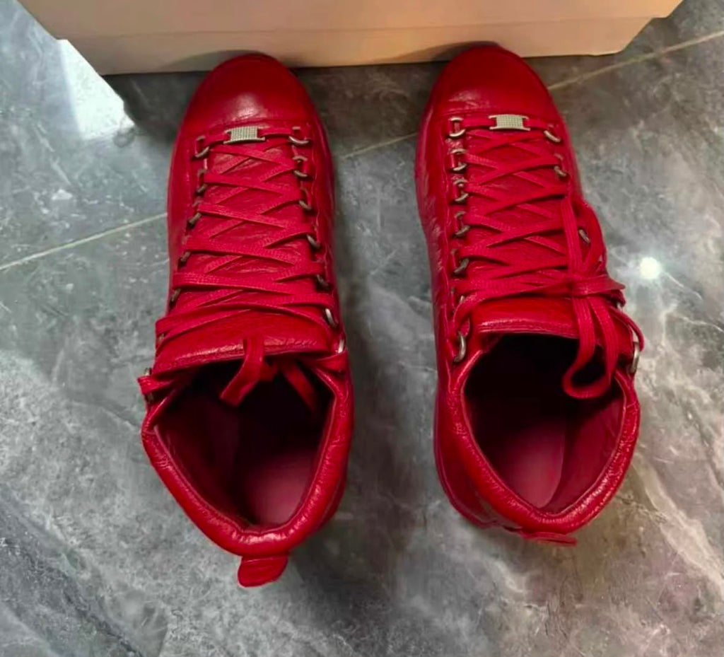 Balenciaga Arena High-Top Red Sneakers