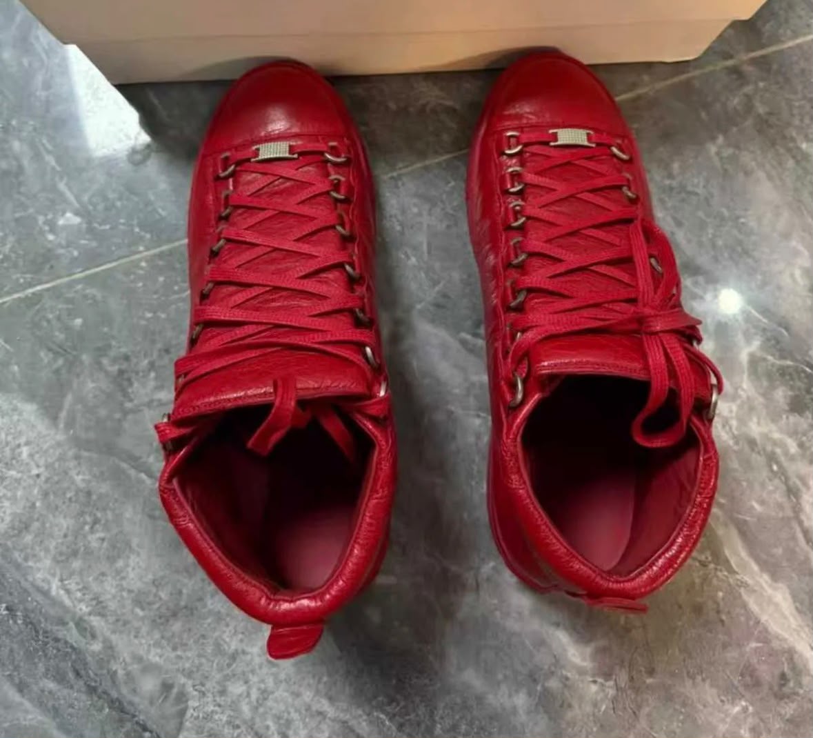 Balenciaga Arena High-Top Red Sneakers