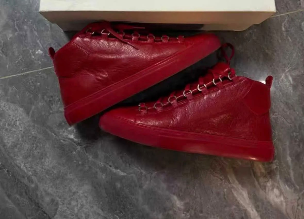 Balenciaga Arena High-Top Red Sneakers