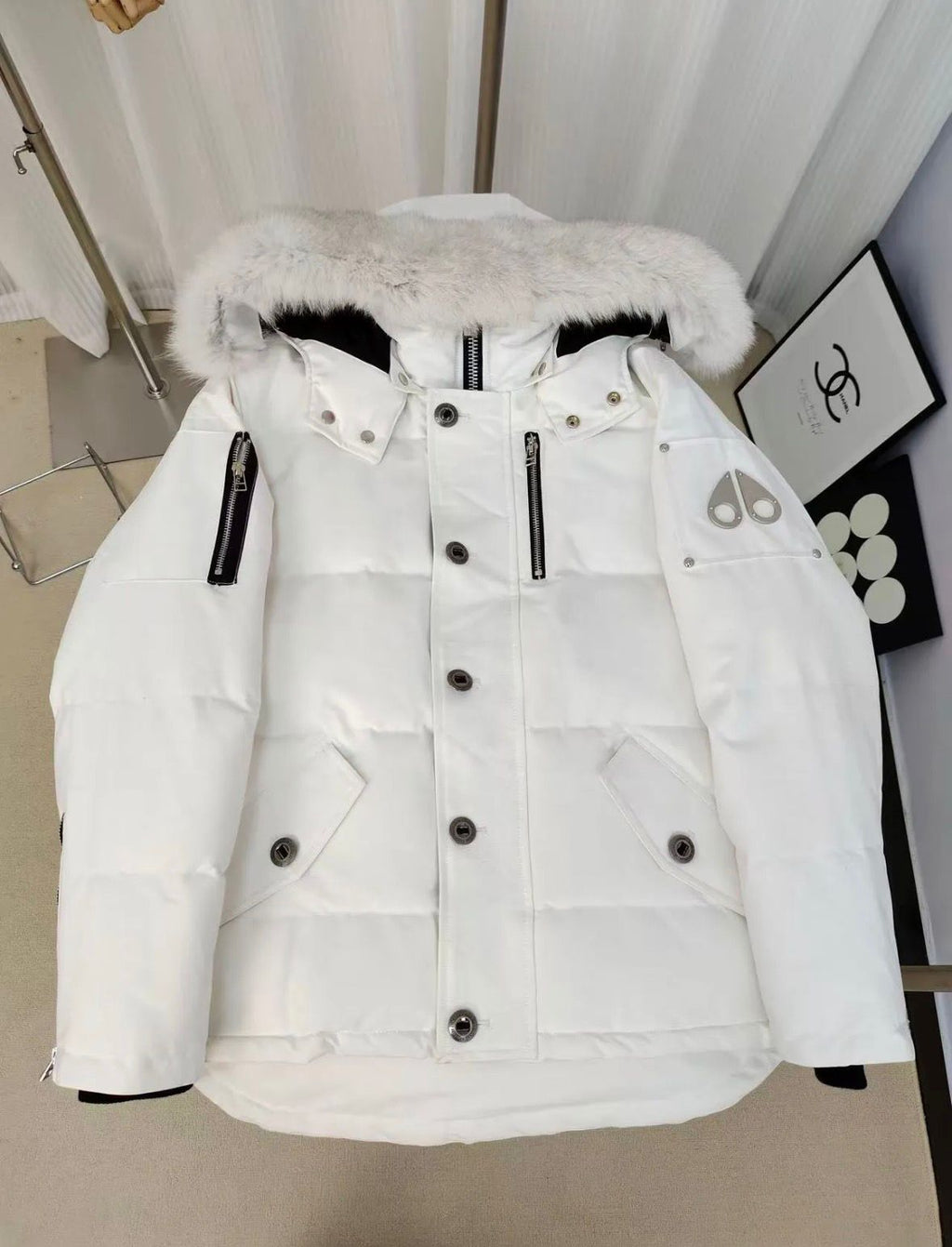 Moose Knuckles White Jacket